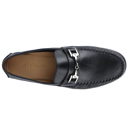 Mocasines de piel negra con hebilla para hombre