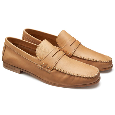 Mocasines casuales de piel color canela para hombre