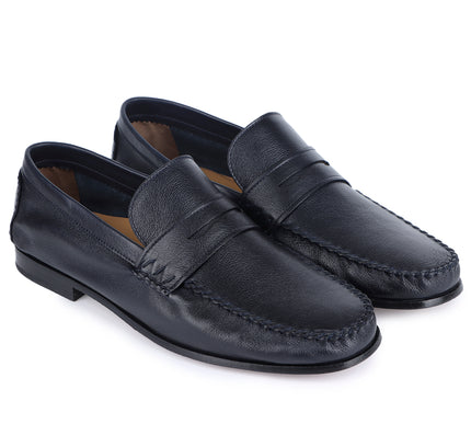 Men´s dark blue casual leather moccasins