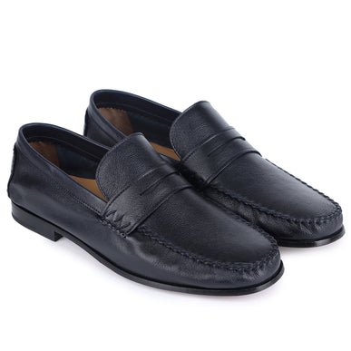 Men´s dark blue casual leather moccasins