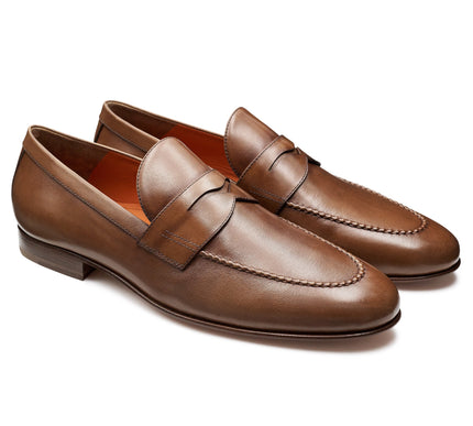 Mocasines de piel color brandy para hombre