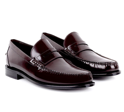 Glossy leather penny loafers for men