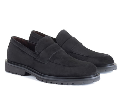 Suede loafers with track sole for men
