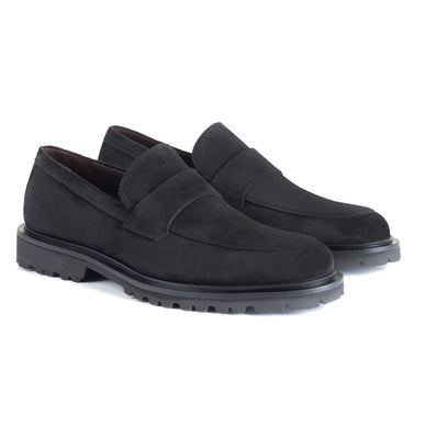 Suede loafers with track sole for men