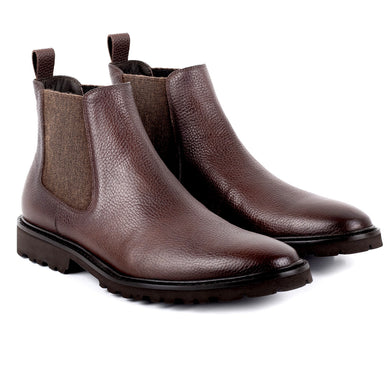 Hand‑painted Chelsea boots with track sole and cap toe for men
