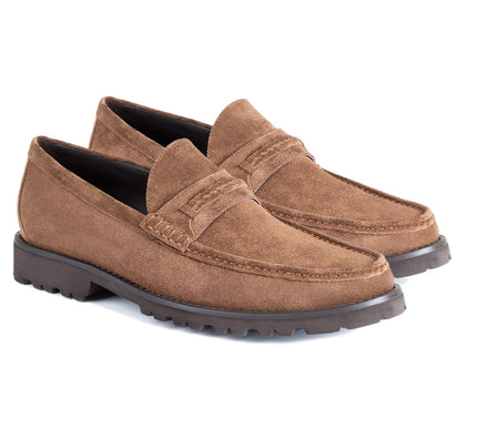 Suede moccasins with track sole for men