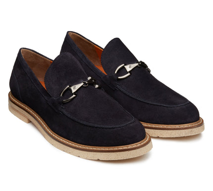 BLUE SUEDE BUCKLE LOAFER