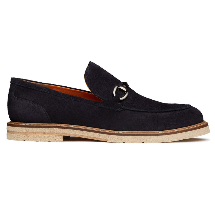 BLUE SUEDE BUCKLE LOAFER