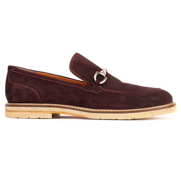 WINE SUEDE BUCKLE LOAFER