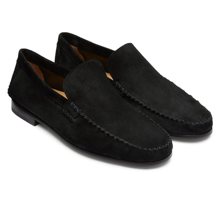 Men´s black suede slip on moccasins