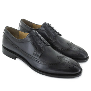 Men´s black leather brogue derby shoes