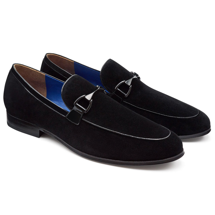Men´s black velvet buckle tuxedo shoes