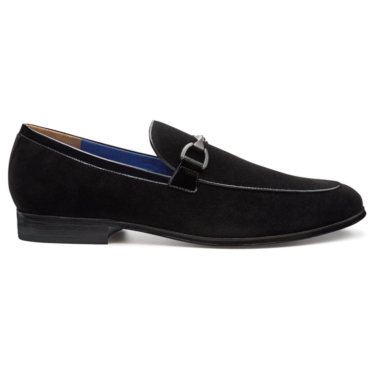 Men´s black velvet buckle tuxedo shoes