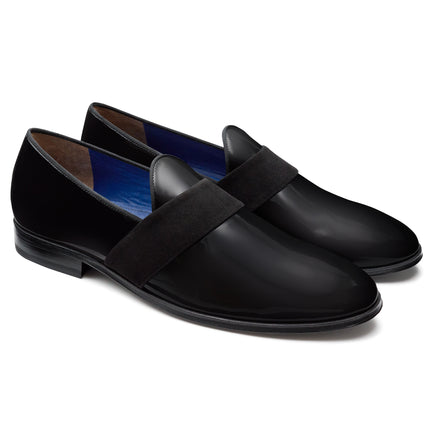Men´s black patent tuxedo strap shoes