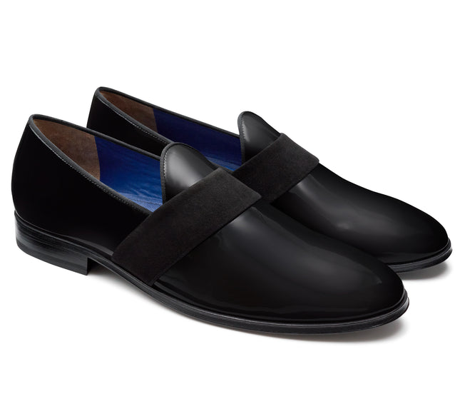 Men´s black patent tuxedo strap shoes