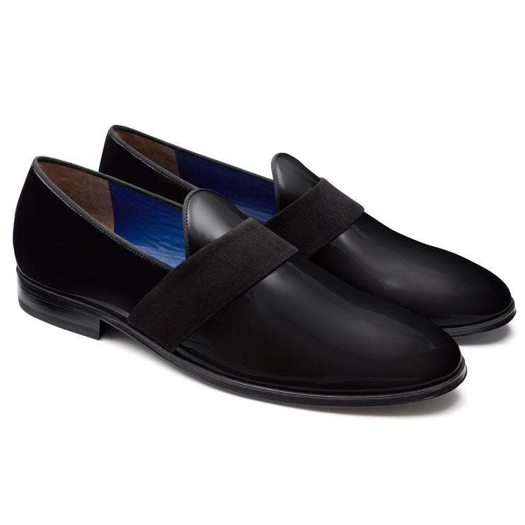 Men´s black patent tuxedo strap shoes