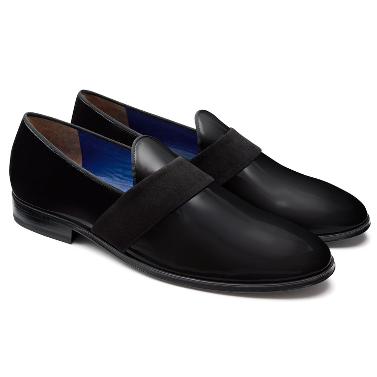 Zapatos de esmoquin con tiras de charol negro para hombre