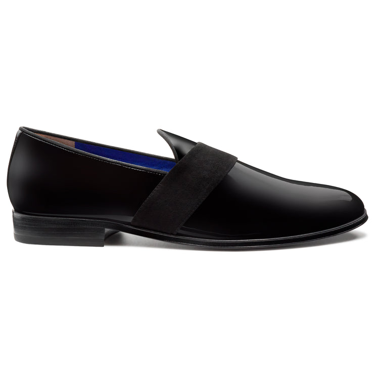 Zapatos de esmoquin con tiras de charol negro para hombre