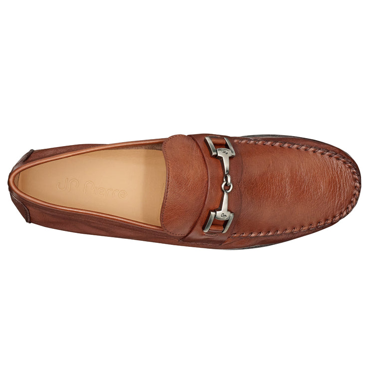 Mocasines de hombre en piel color brandy con hebilla
