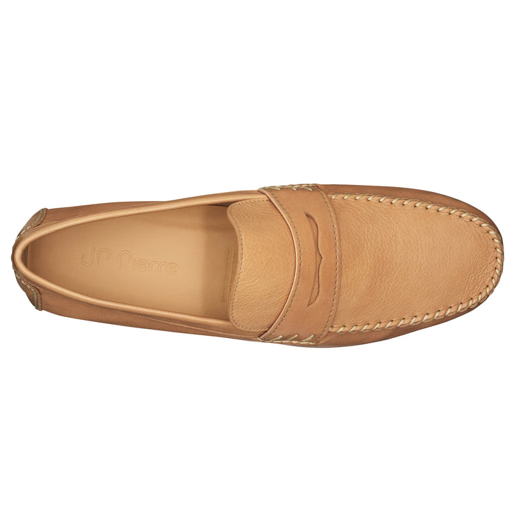 Mocasines casuales de piel color canela para hombre