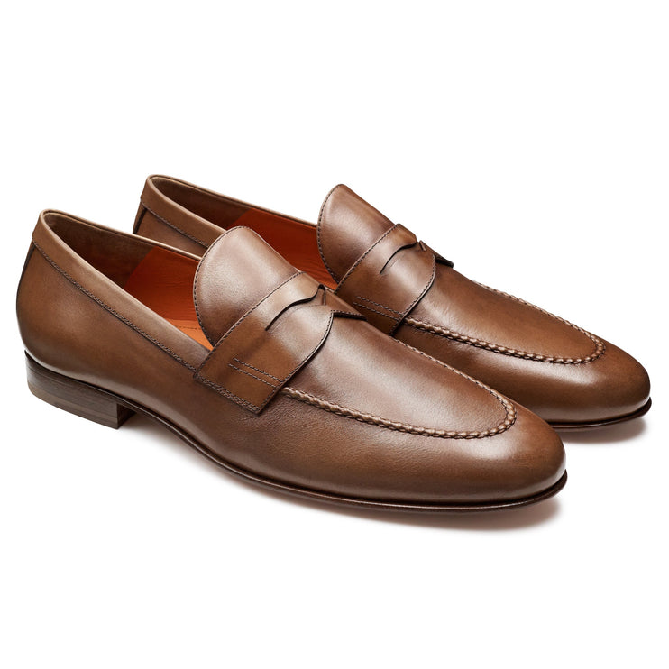 Mocasines de piel color brandy para hombre