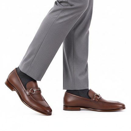 Hand‑painted penny loafers with buckle for men