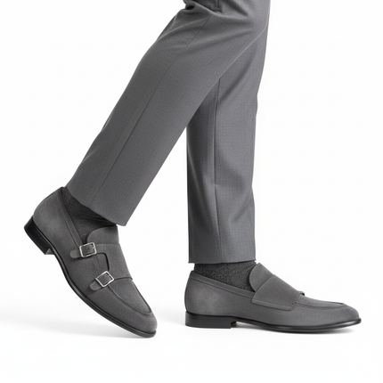 Men's suede monk strap loafers