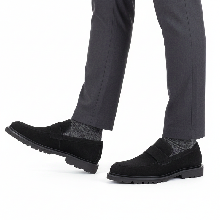 Mocasines de ante con suela de goma para hombre