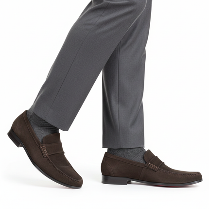 Stitched suede moccasins for men