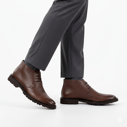 Hand‑painted chukka boots with track sole for men