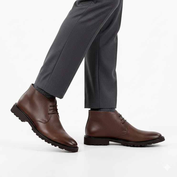 Botas chukka pintadas a mano con suela de goma para hombre