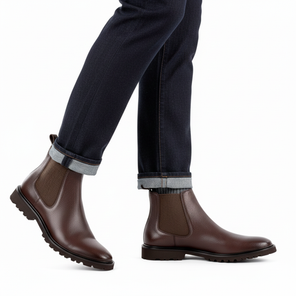 Botas Chelsea pintadas a mano con suela de goma y puntera para hombre