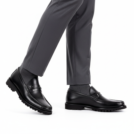 Leather Moccasins with Track Sole for Men