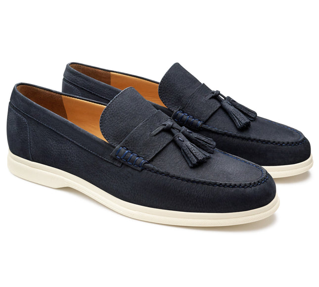 Men´s blue suede tassel loafers
