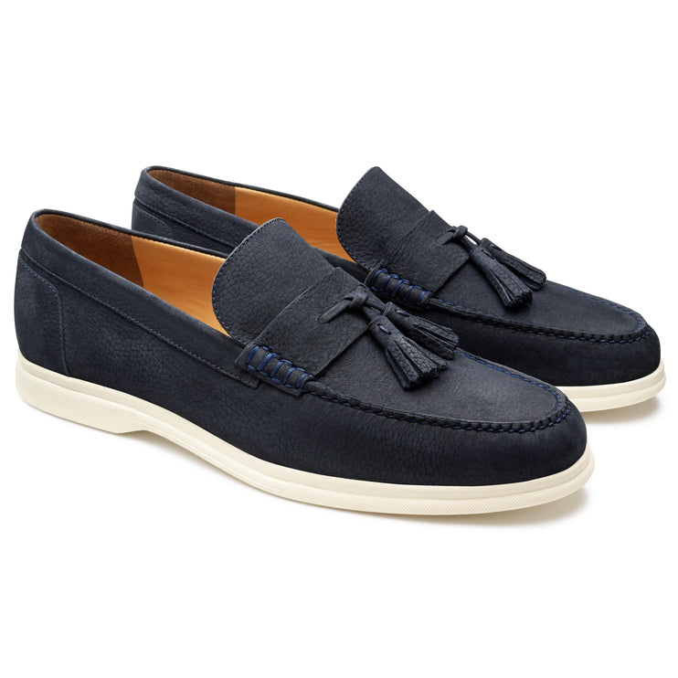 Mocasines con borlas de ante azul para hombre