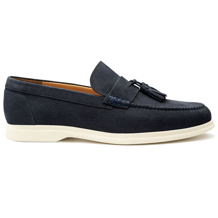 Mocasines con borlas de ante azul para hombre
