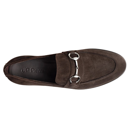 Men's suede loafers with metal buckle