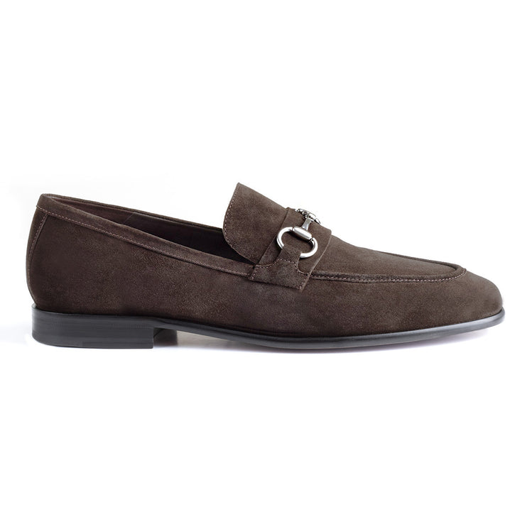 Men's suede loafers with metal buckle