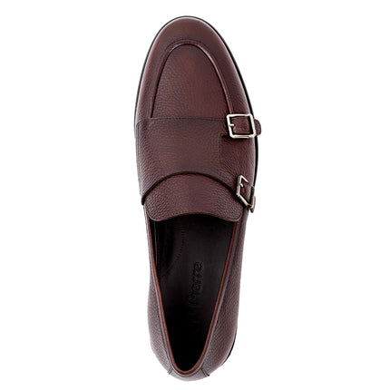 Leather monk strap loafers for men