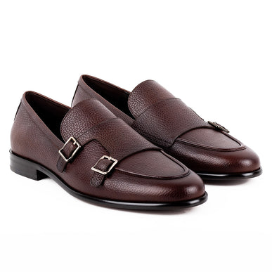 Leather monk strap loafers for men