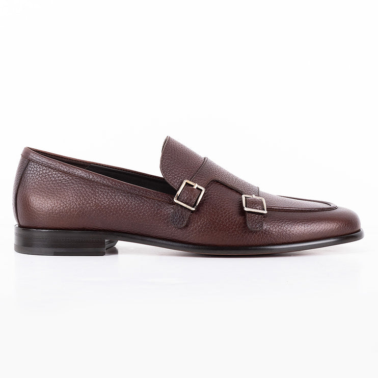 Leather monk strap loafers for men