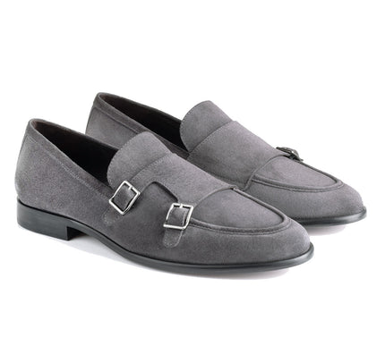 Men's suede monk strap loafers