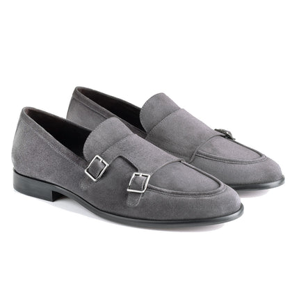 Men's suede monk strap loafers