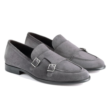 Men's suede monk strap loafers