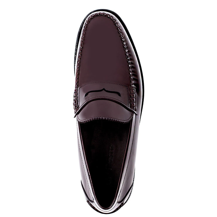 Glossy leather penny loafers for men