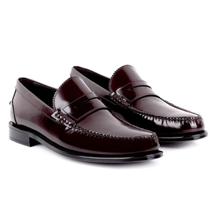 Glossy leather penny loafers for men