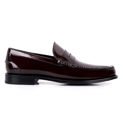 Glossy leather penny loafers for men