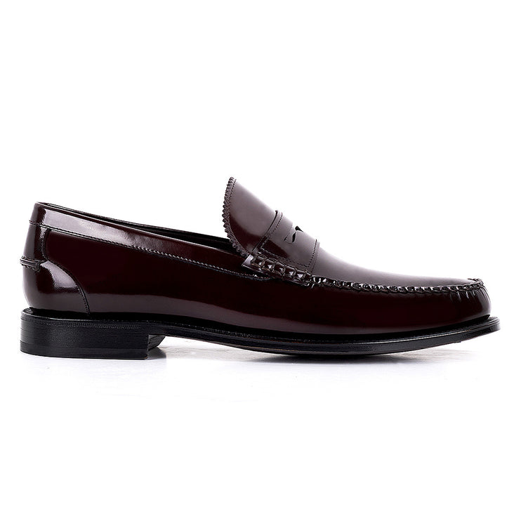 Glossy leather penny loafers for men