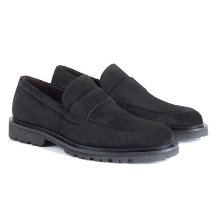 Suede loafers with track sole for men
