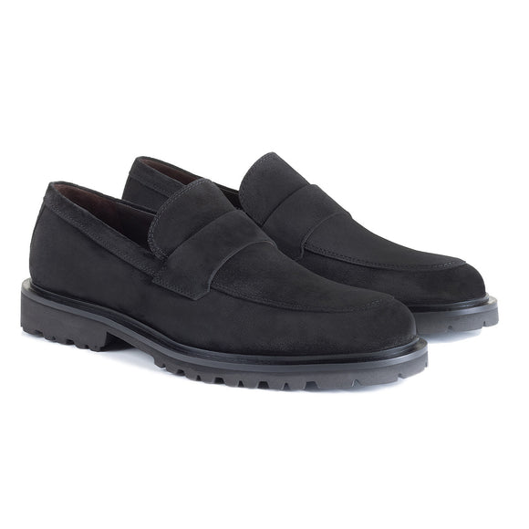 Suede loafers with track sole for men